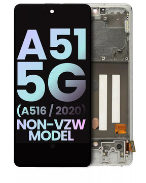 Replacement OLED Assembly With Frame Compatible For Samsung Galaxy A51 5G (A516 / 2020) (Non-Verizon 5G UW Frame) (Service Pack) (Prism Cube White)