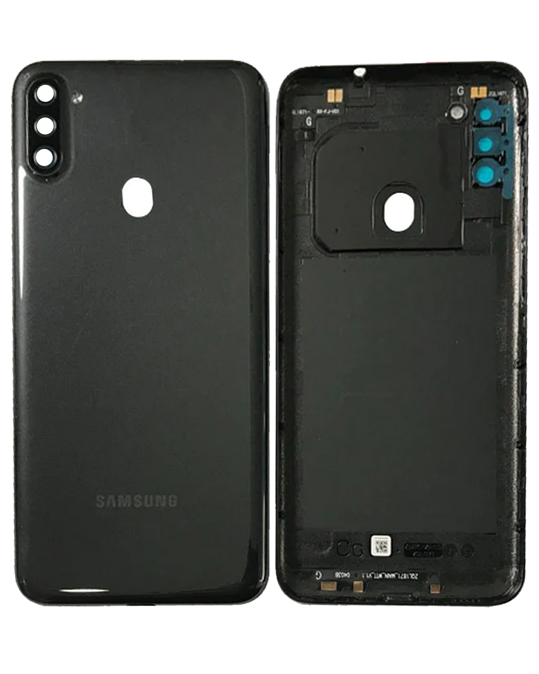 Back Cover Glass With Camera Lens Compatible Samsung Galaxy A11 (A115 2020) (US Version) (Service Pack) (Black)