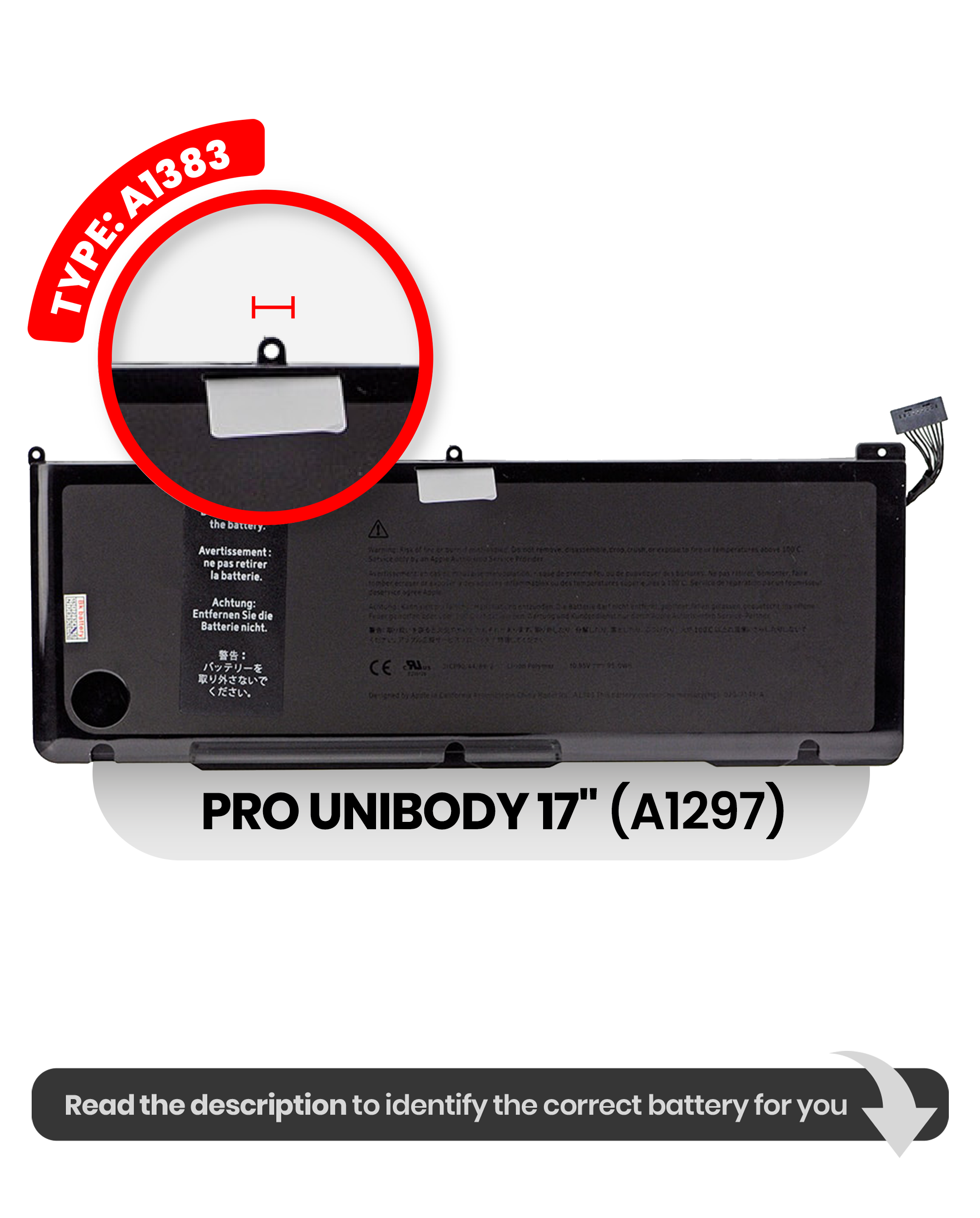 Replacement Battery (A1383) Compatible For MacBook Pro Unibody 17