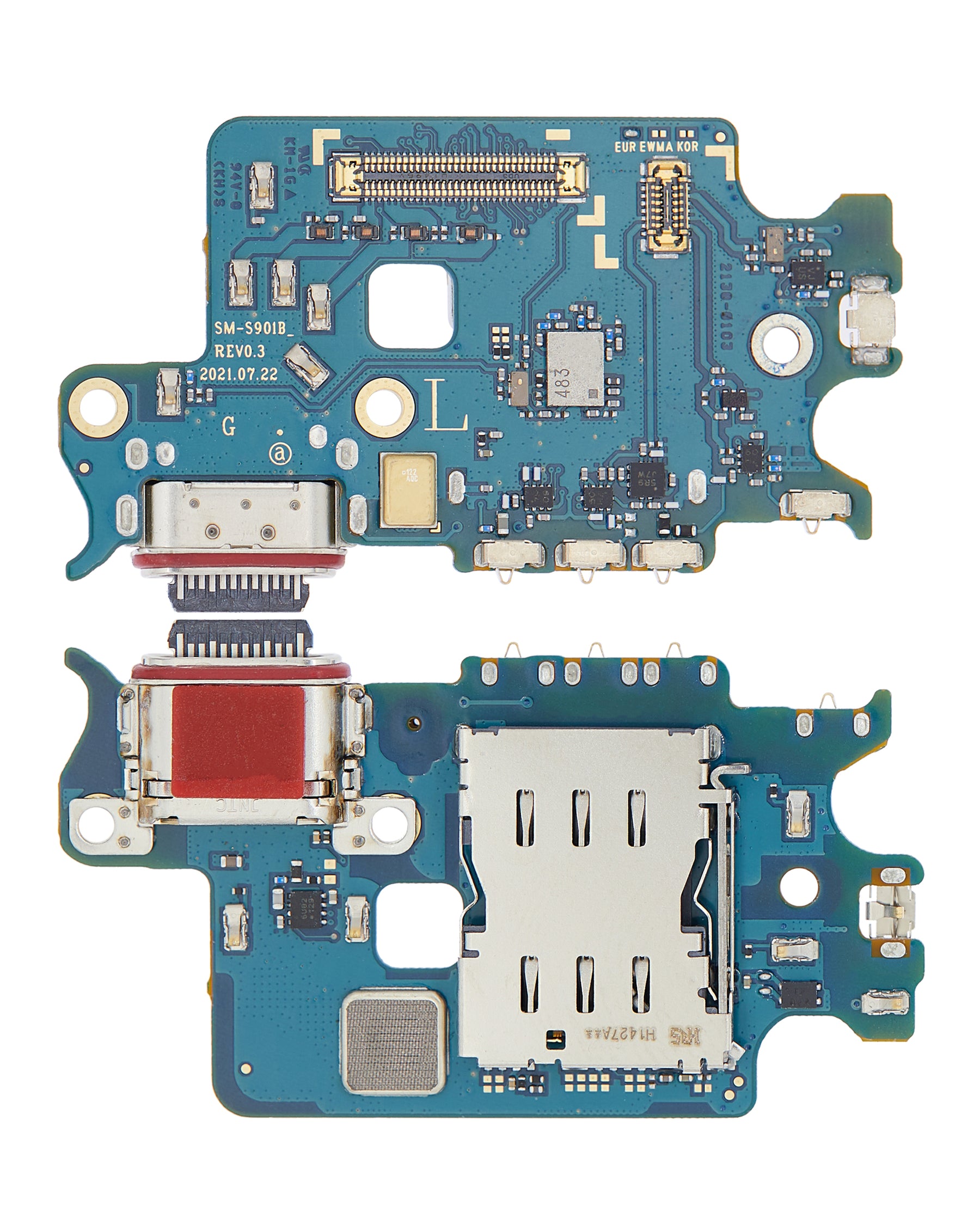 Charging Port Board With Sim Card Reader Compatible For Samsung Galaxy S22 5G (S901B) (International Version) (Premium)