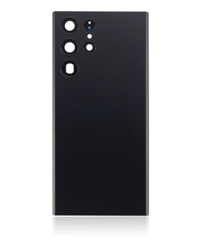 Back Cover Glass With Camera Lens Compatible For Samsung Galaxy S22 Ultra 5G Replacement (No Logo) (Vemake) (Phantom Black)