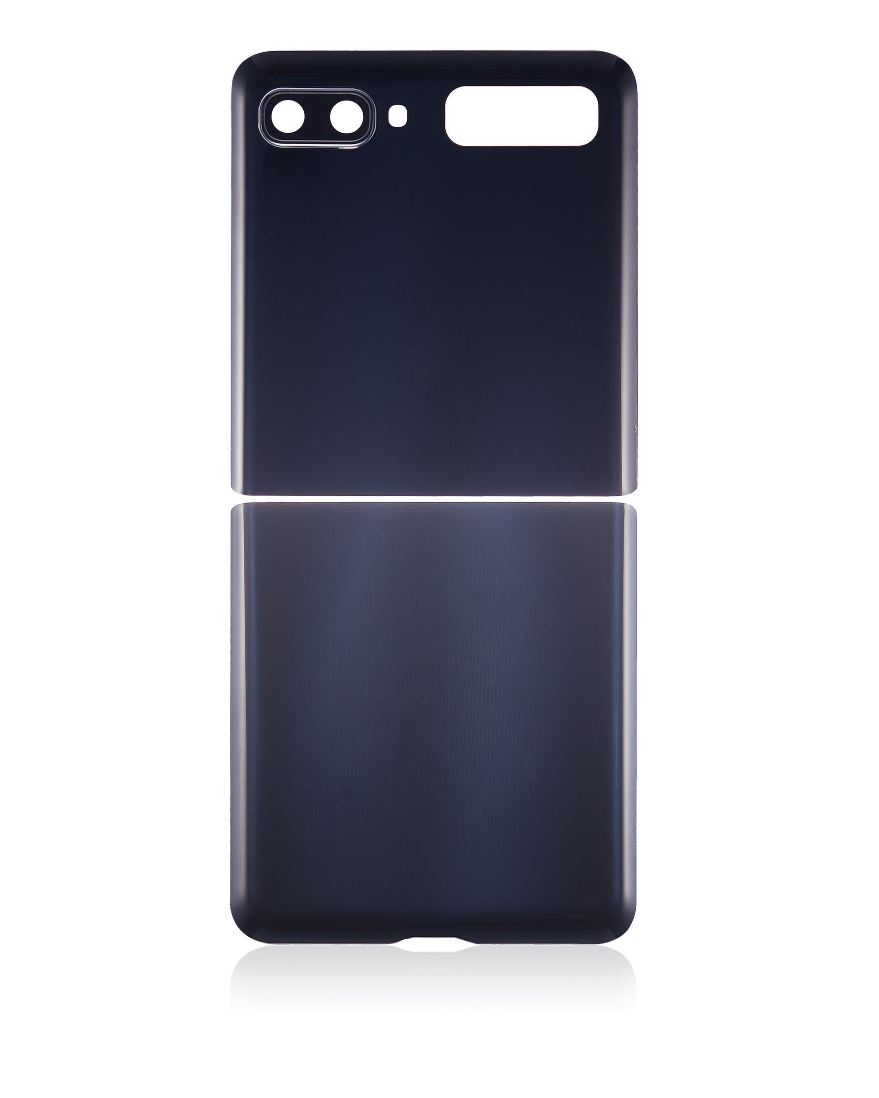 Top & Bottom Back Cover Glass With Camera Lens Compatible For Samsung Galaxy Z Flip 4G (F700) / Z Flip 5G (F707) (Mirror Black)