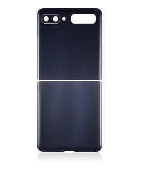 Top & Bottom Back Cover Glass With Camera Lens Compatible For Samsung Galaxy Z Flip 4G (F700) / Z Flip 5G (F707) (Mirror Black)