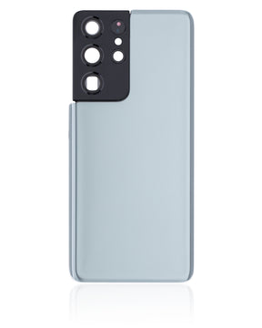 Back Cover Glass With Camera Lens Compatible For Samsung Galaxy S21 Ultra Replacement (No Logo) (Vemake) (Phantom Titanium)