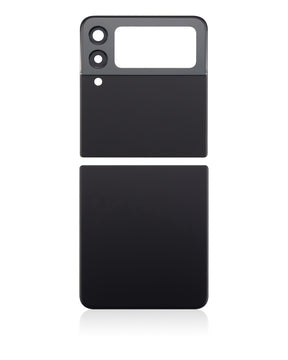 Top & Bottom Back Cover Glass With Camera Lens Compatible For Samsung Galaxy Z Flip 3 5G (Aftermarket Plus)(Phantom Black)