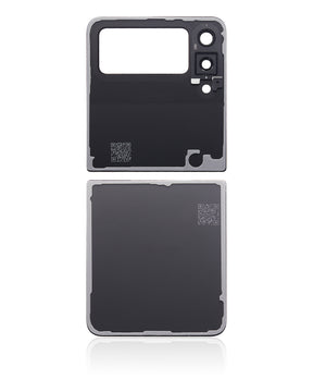 Top & Bottom Back Cover Glass With Camera Lens Compatible For Samsung Galaxy Z Flip 3 5G (Aftermarket Plus)(Phantom Black)
