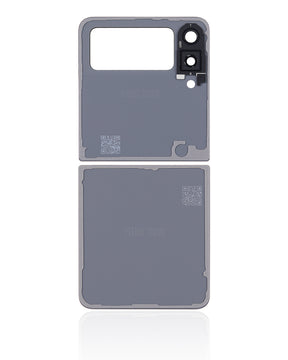 Top & Bottom Back Cover Glass With Camera Lens Compatible For Samsung Galaxy Z Flip 3 5G (Aftermarket Plus) (White)