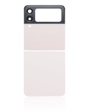 Top & Bottom Back Cover Glass With Camera Lens Compatible For Samsung Galaxy Z Flip 3 5G (Aftermarket Plus) (White)