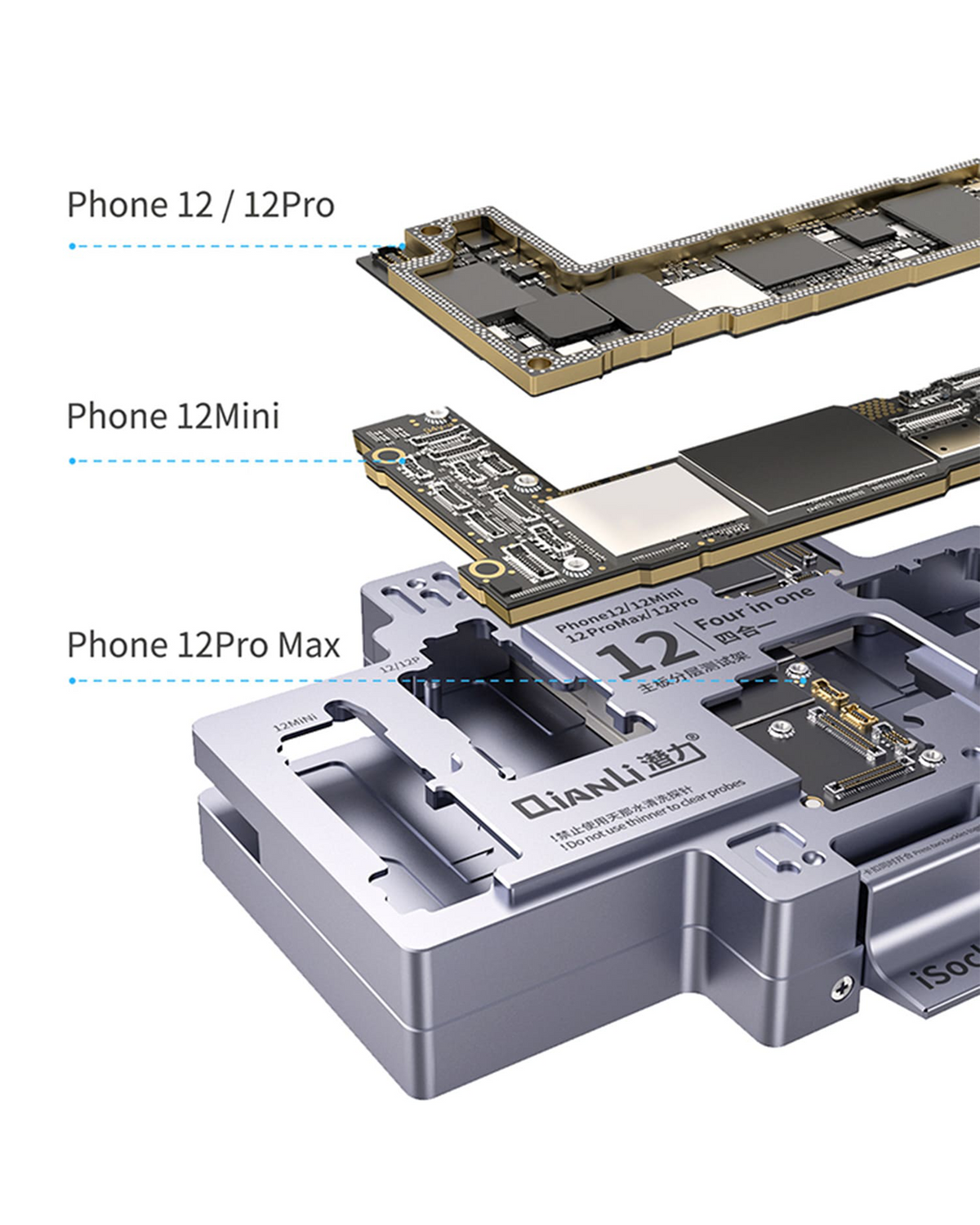 iSocket Motherboard Platform Tester Compatible For iPhone 12 / 12 Pro / 12 Pro Max / 12 Mini (4 in 1) (Qianli)