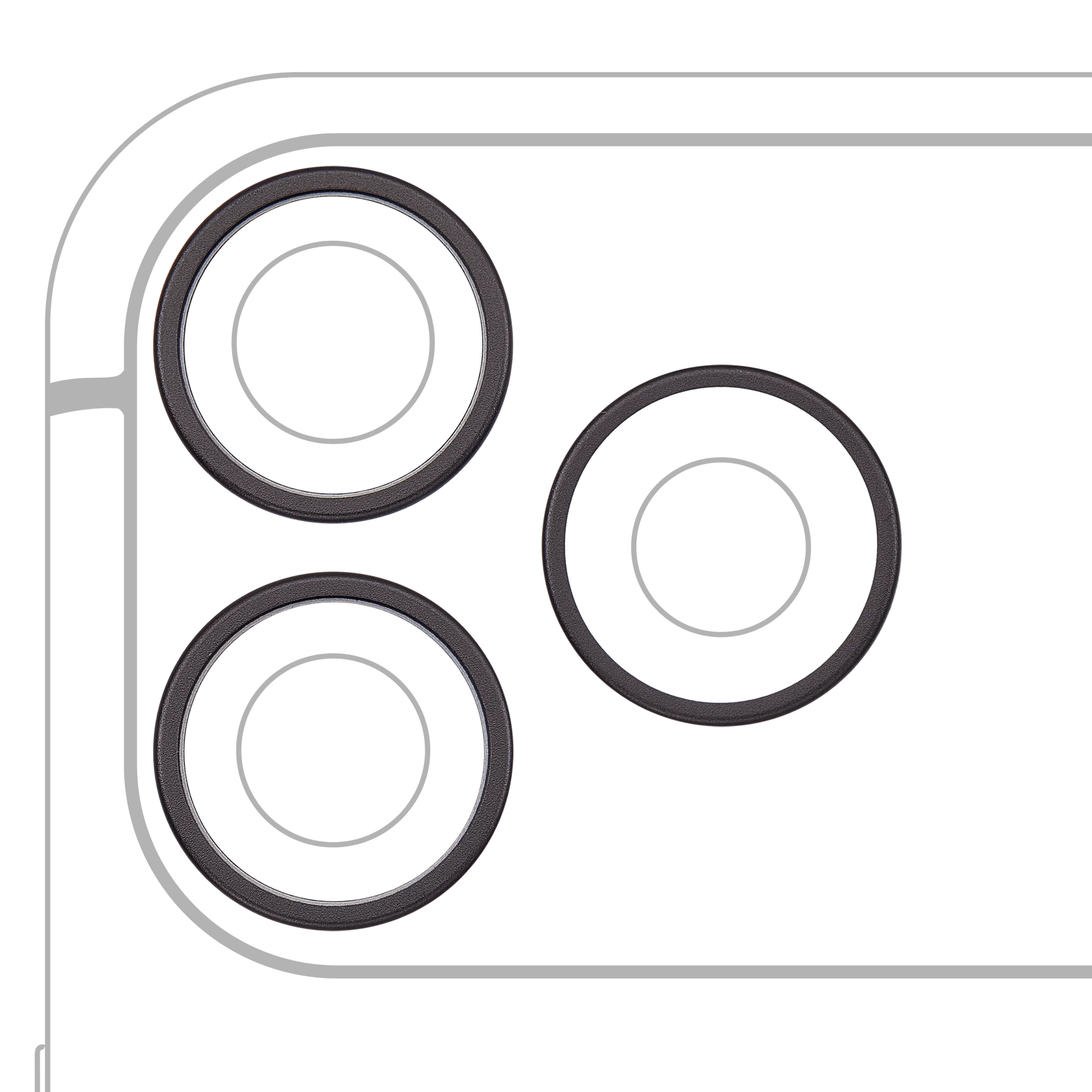 Back Camera Bezel Ring Only For iPhone 18 Pro / 18 Pro Max (Black) (3 Piece Set)