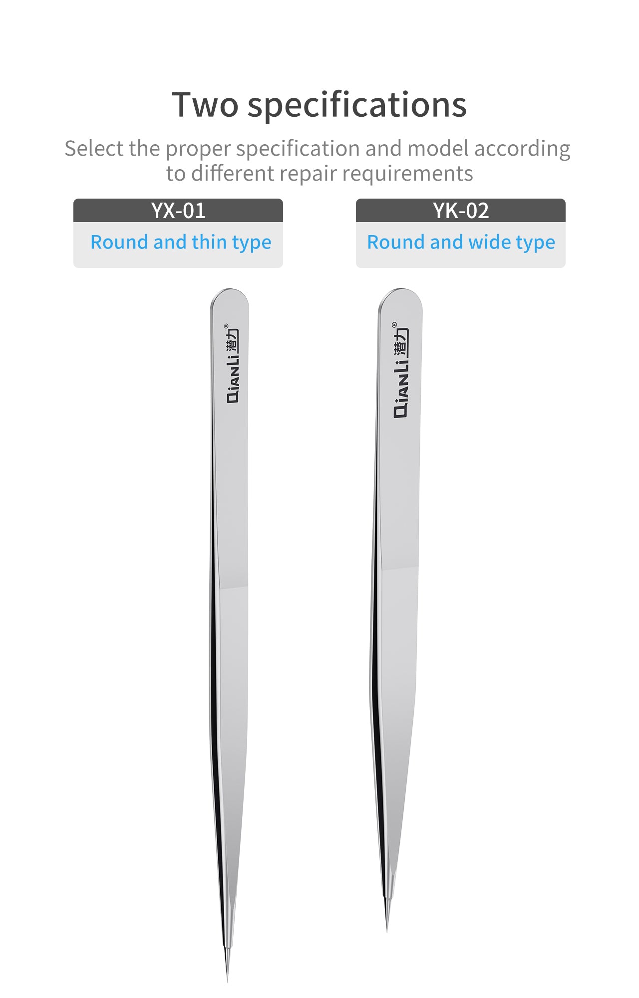 iNeeZy Handmade Non-Magnetic Stainless Tweezers (Silver - Wide) (Qianli)
