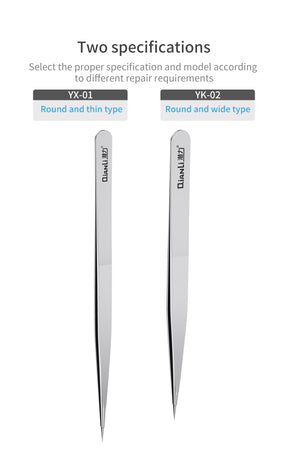 iNeeZy Handmade Non-Magnetic Stainless Tweezers (Silver - Wide) (Qianli)