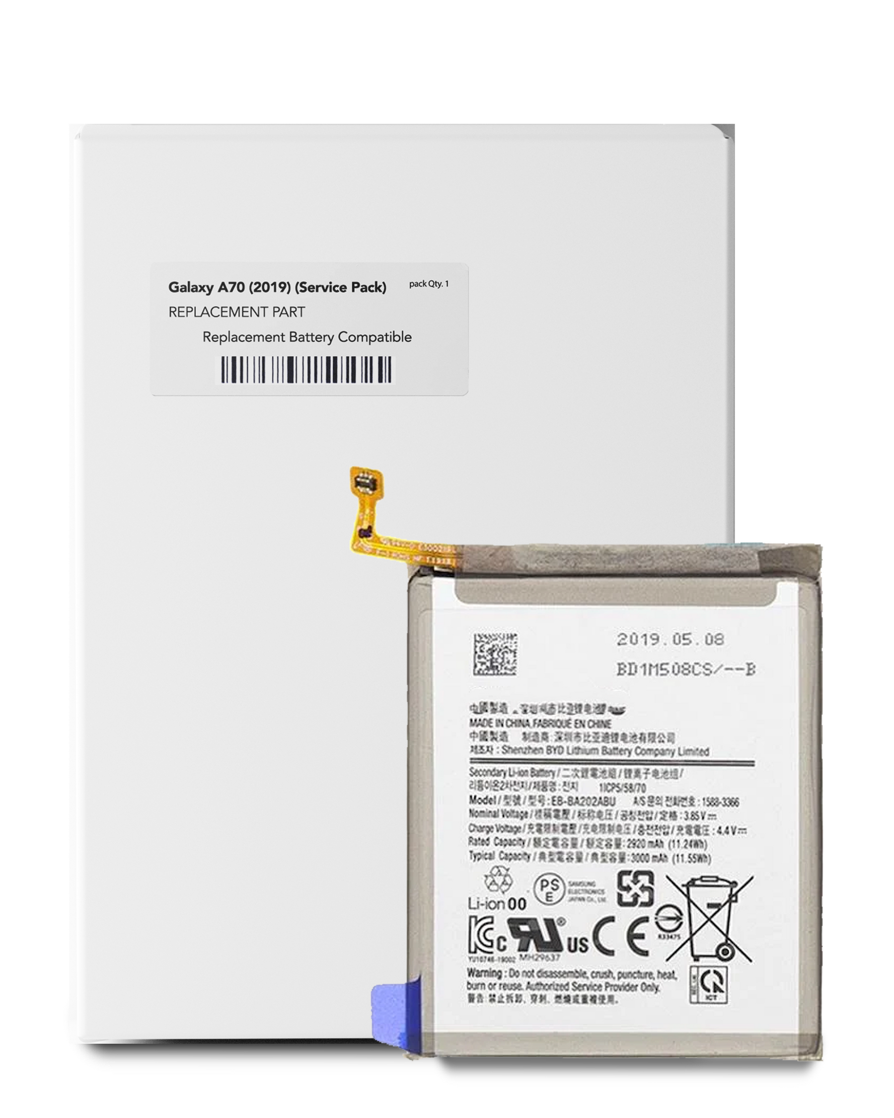 Replacement Battery Compatible For Samsung Galaxy A20e (A202 / 2019) (EB-BA202ABU) (Service Pack)