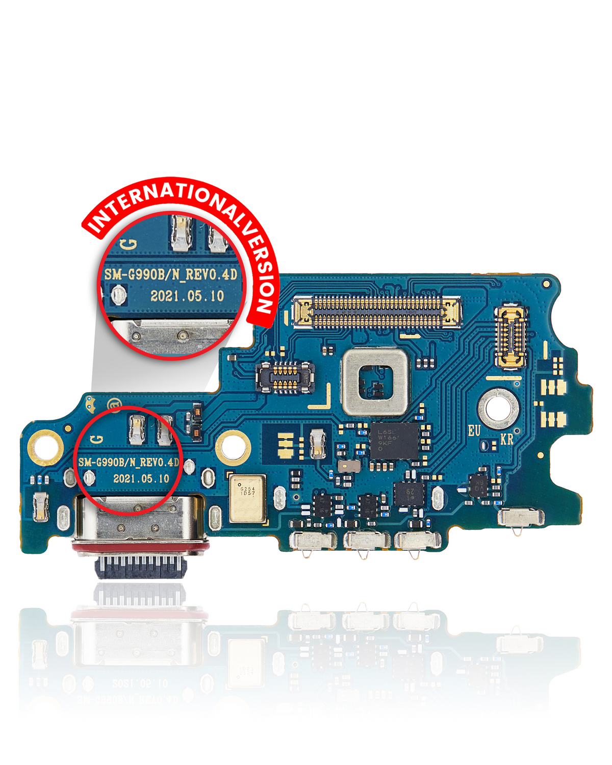 Charging Port Board With Sim Card Reader Compatible For Samsung Galaxy S21 FE 5G (G990B/N) (International Version) (Premium)