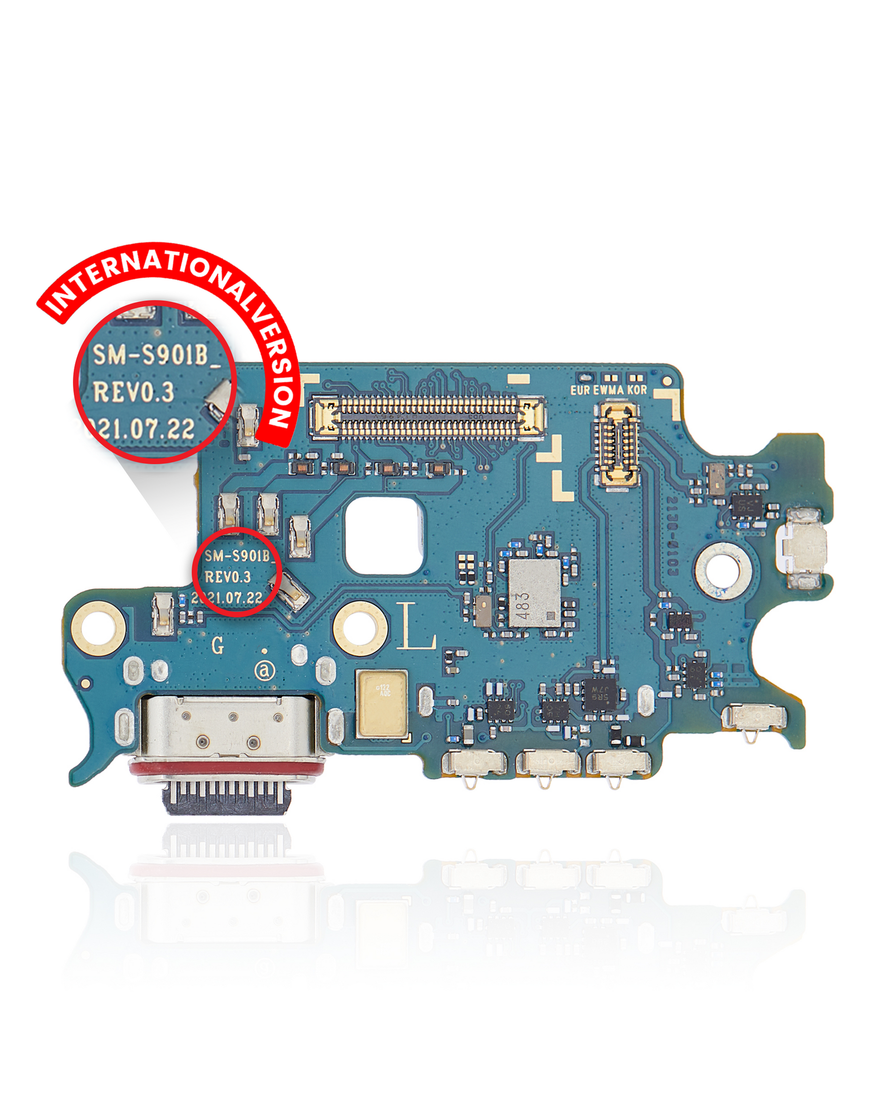 Charging Port Board With Sim Card Reader Compatible For Samsung Galaxy S22 5G (S901B) (International Version) (Premium)