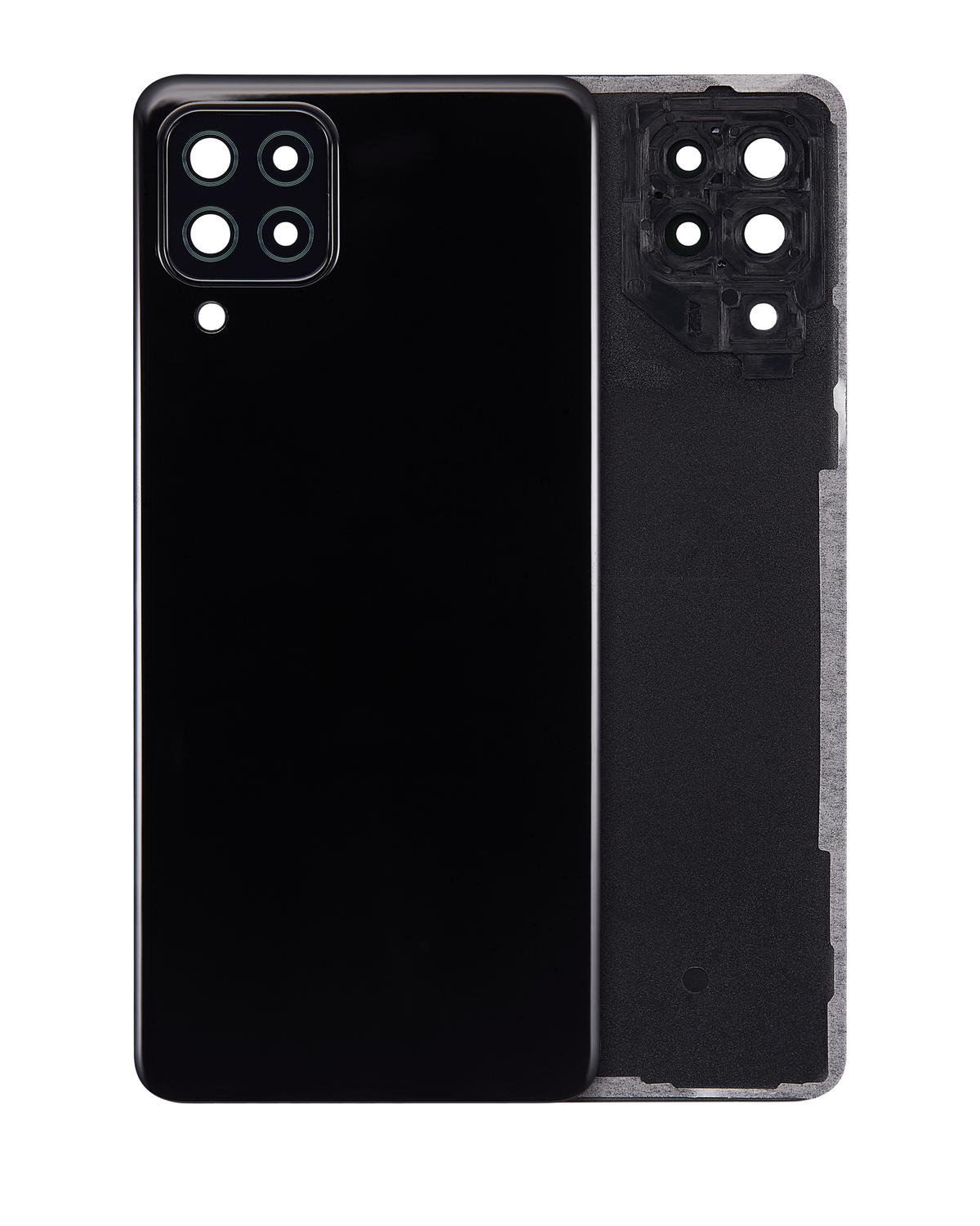 Back cover Glass With Camera Lens Compatible For Samsung Galaxy A22 4G (A225 / 2021) (Vemake) (Black)