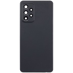 Replacement Back Cover Glass With Camera Lens Compatible For Samsung Galaxy A52 4G (A525 / 2021) (Vemake) (Black)