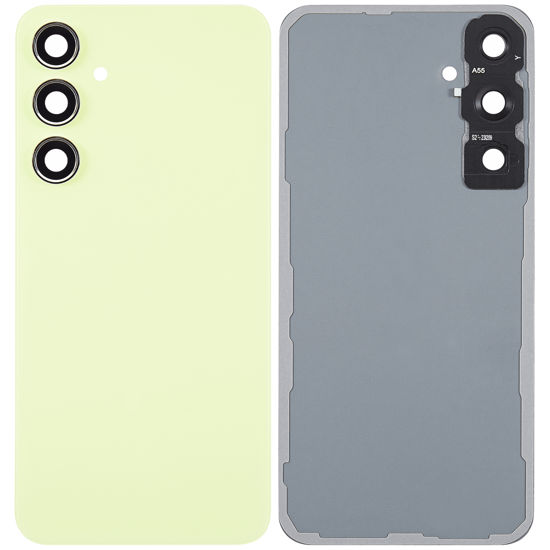 Back Cover Glass With Camera Lens Compatible For Samsung Galaxy A55 5G Replacement (A556 / 2024) (No Logo) (Vemake) (Lemon)