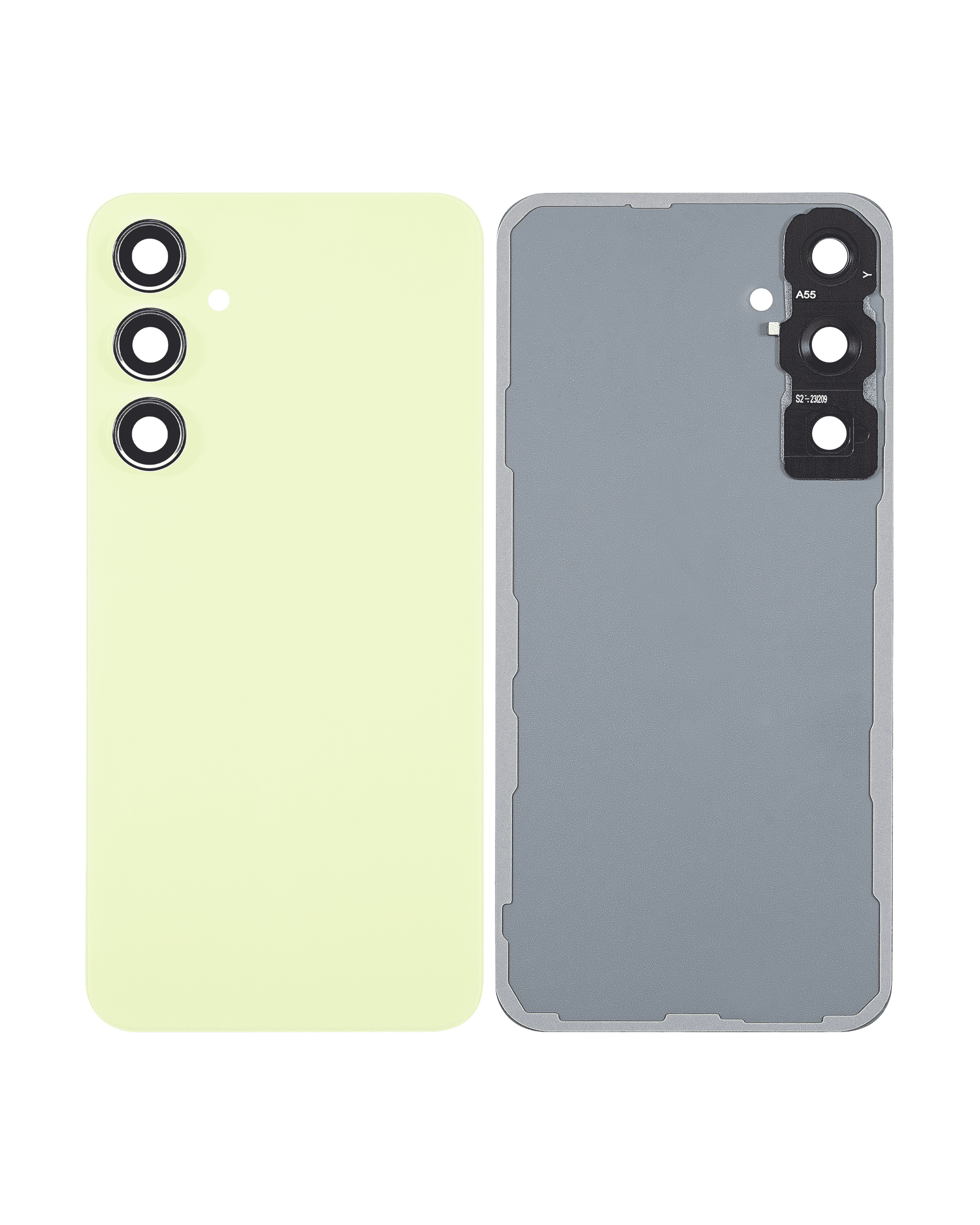 Back Cover Glass With Camera Lens Compatible For Samsung Galaxy A55 5G Replacement (A556 / 2024) (No Logo) (Vemake) (Lemon)