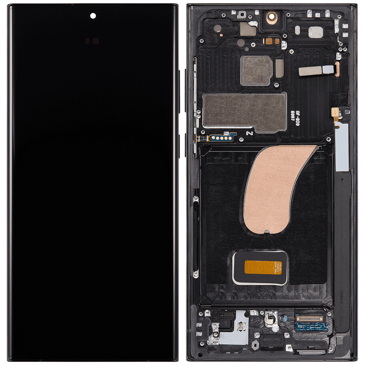OLED Assembly With Frame Compatible For Samsung Galaxy S23 Ultra Replacement by Macfactory.Store(US & International) (Refurbished) (Graphite / Red)