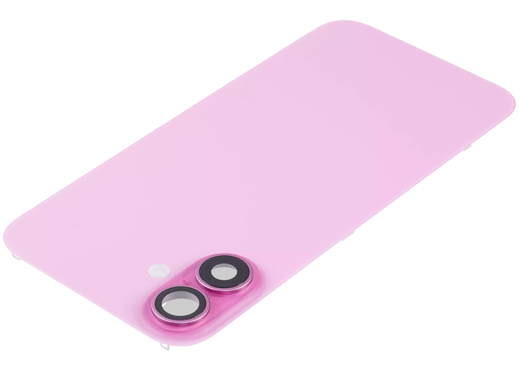Back Glass With Steel Plate With Wireless NFC Charging MagSafe Magnet & Flashlight Flex Compatible For iPhone 16 (Used OEM Pull: Grade A) (Pink)