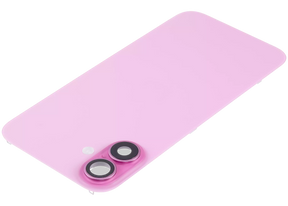 Back Glass With Steel Plate With Wireless NFC Charging MagSafe Magnet & Flashlight Flex Compatible For iPhone 16 (Used OEM Pull: Grade A) (Pink)