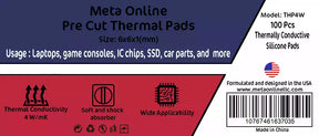 Pre Cut Thermal Pads SSD-RAM- IC (12 x 12 x 1 mm) (100 Pack) (Meta Online)