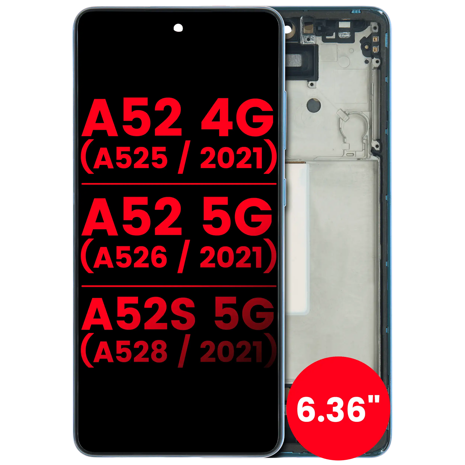 OLED Assembly With Frame Compatible For Samsung Galaxy A52 4G (A525 / 2021) / A52 5G (A526 / 2021) / A52S 5G (A528 / 2021) (6.36") (Vemake) (Awesome Blue)