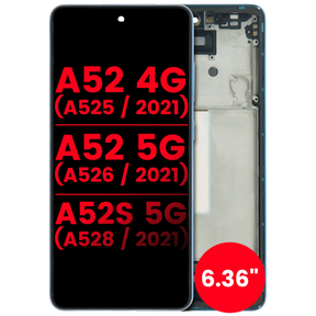 OLED Assembly With Frame Compatible For Samsung Galaxy A52 4G (A525 / 2021) / A52 5G (A526 / 2021) / A52S 5G (A528 / 2021) (6.36") (Vemake) (Awesome Blue)
