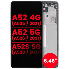 Replacement OLED Assembly With Frame Compatible For Samsung Galaxy A52 4G (A525 / 2021) / A52 5G (A526 / 2021) / A52S 5G (A528 / 2021) (6.46") (Vemake) (Awesome Black)