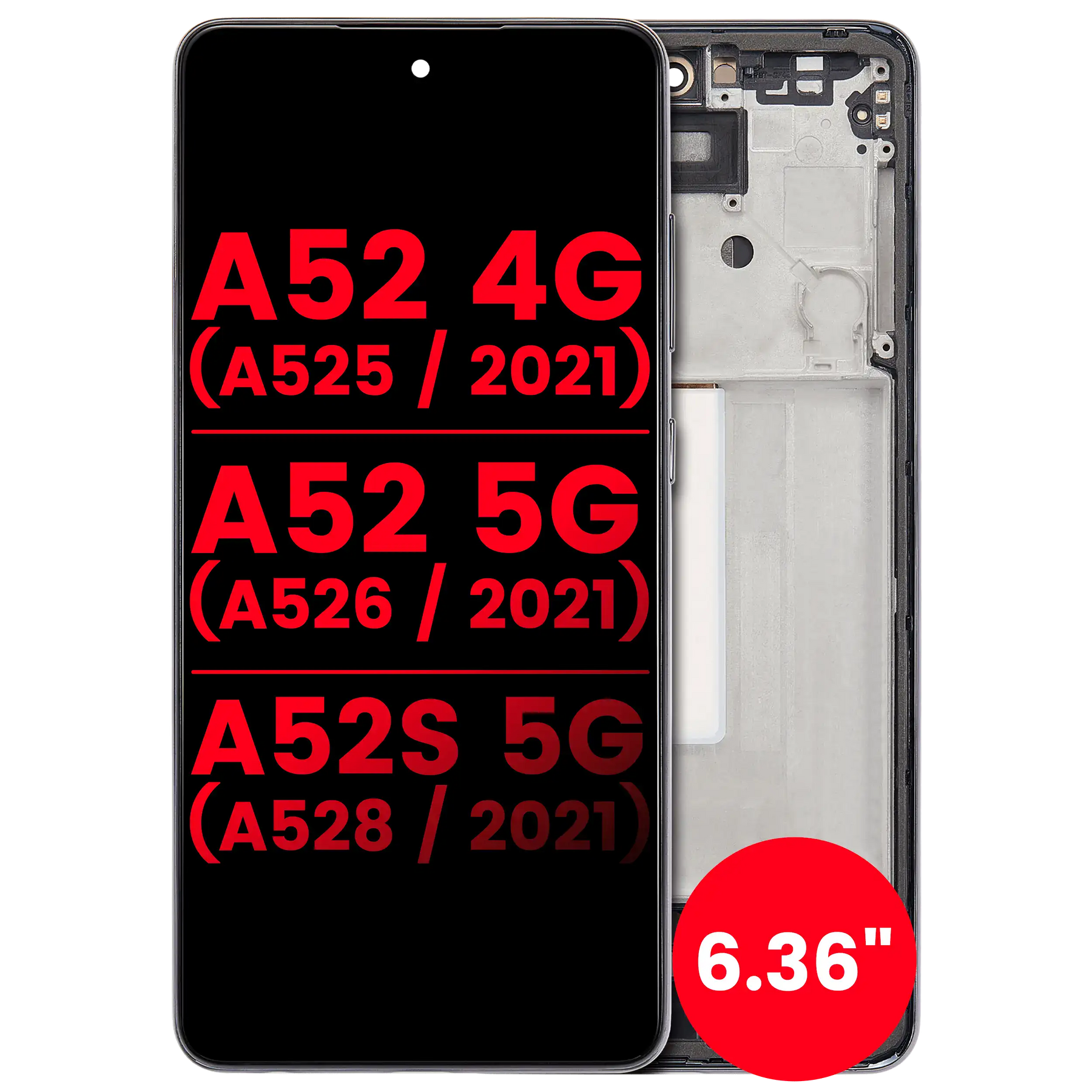 Replacement OLED Assembly With Frame Compatible For Samsung Galaxy A52 4G by Macfactory.in (A525 / 2021) / A52 5G (A526 / 2021) / A52S 5G (A528 / 2021) (6.36") (Vemake) (Awesome Black)