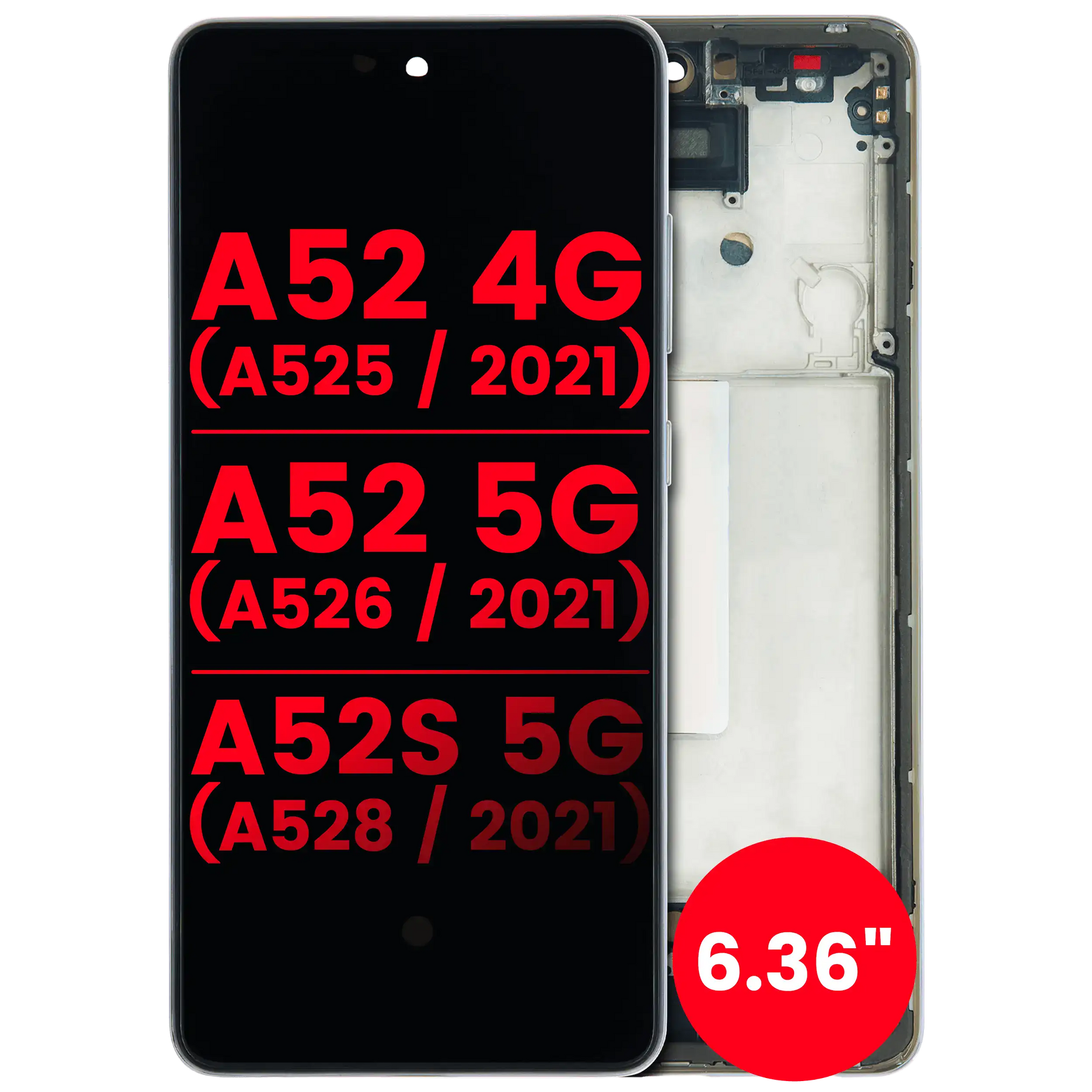Replacement OLED Assembly With Frame Compatible For Samsung Galaxy A52 4G (A525 / 2021) / A52 5G (A526 / 2021) / A52S 5G (A528 / 2021) (6.36") (Vemake) (Awesome White)
