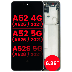 Replacement OLED Assembly With Frame Compatible For Samsung Galaxy A52 4G (A525 / 2021) / A52 5G (A526 / 2021) / A52S 5G (A528 / 2021) (6.36") (Vemake) (Awesome White)