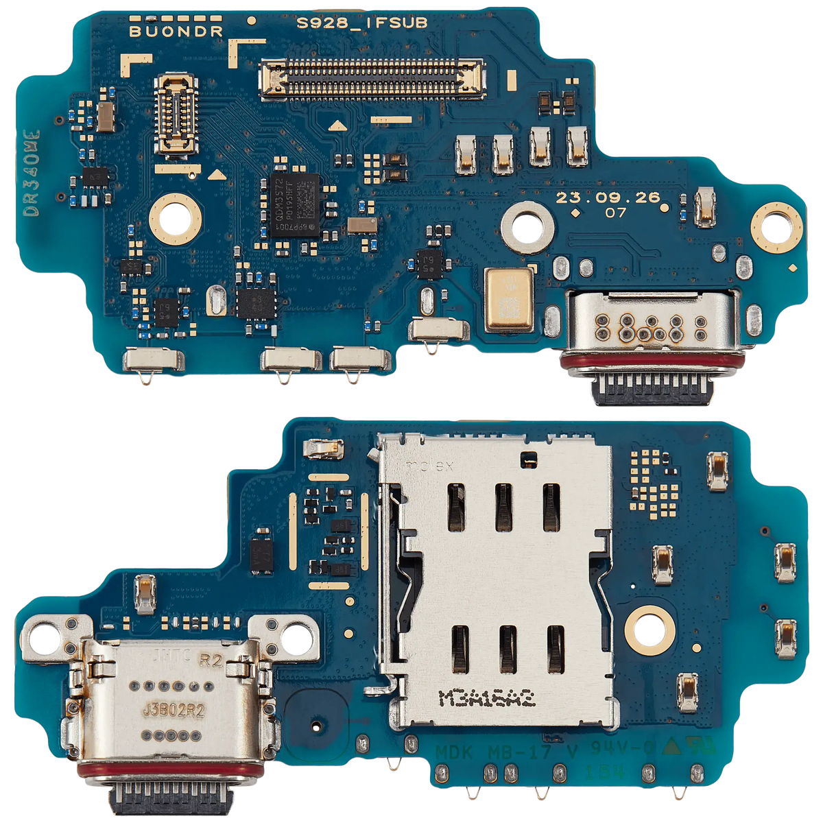 Charging Port Board With Sim Card Reader Compatible For Samsung Galaxy S24 Ultra 5G (S928U) (US Version) (Premium)