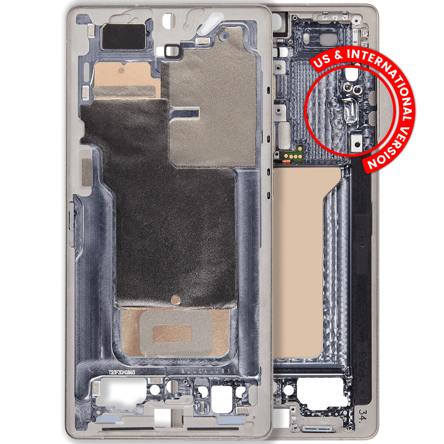 Mid-Frame Housing Compatible For Samsung Galaxy S25 Ultra (US & International Version) (Titanium Pink Gold)