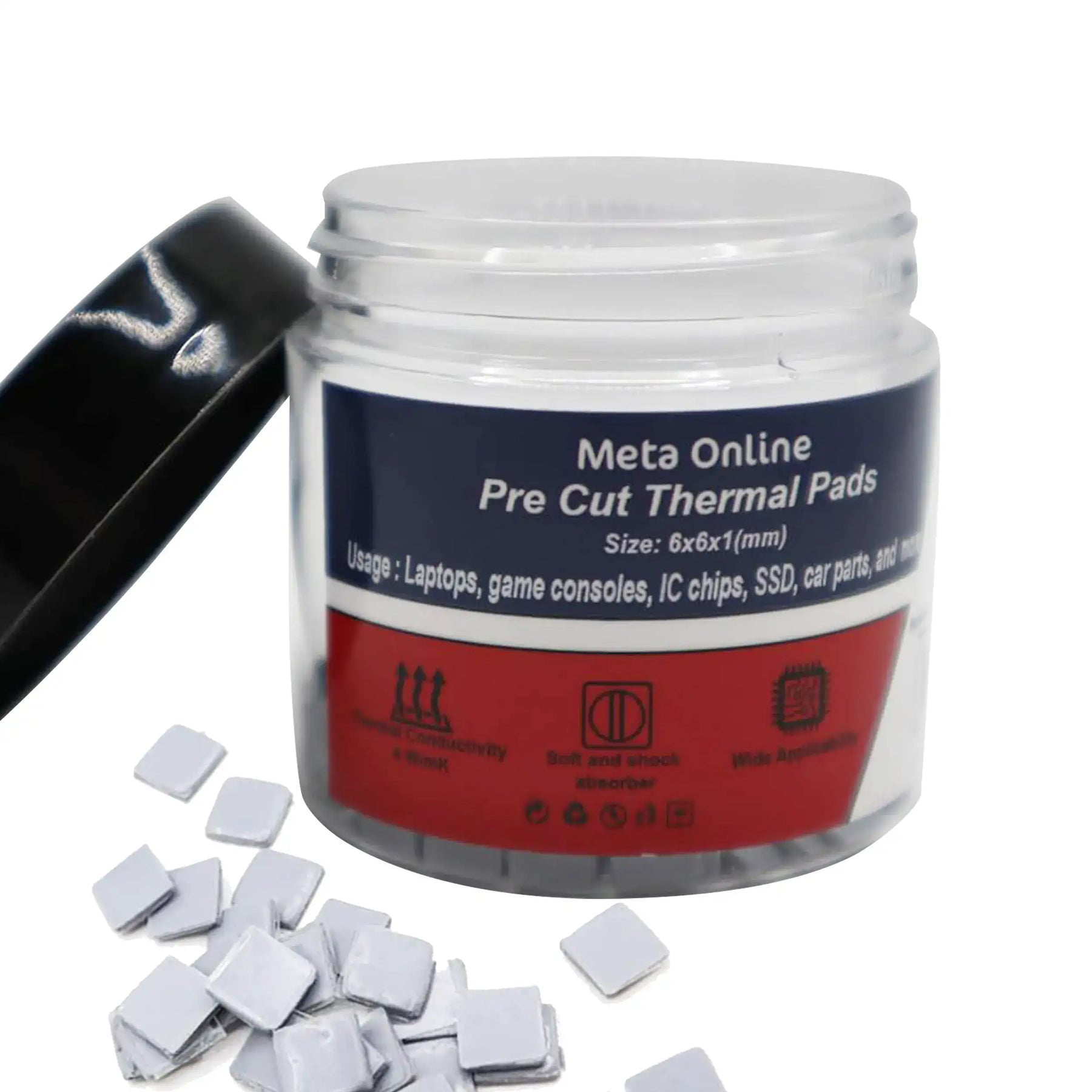 Pre Cut Thermal Pads SSD-RAM- IC (12 x 12 x 1 mm) (100 Pack) (Meta Online)
