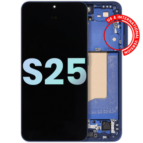 OLED Assembly With Frame Compatible For Samsung Galaxy S25 5G Replacement (US & International) (Service Pack) (Navy)