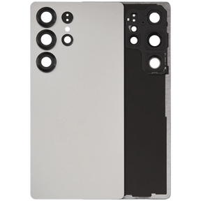 Back Cover Glass With Camera Lens Compatible For Samsung Galaxy S25 Ultra 5G (No Logo) (Aftermarket Plus) (Titanium White Silver)
