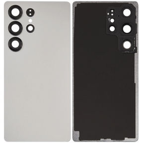 Back Cover Glass With Camera Lens Compatible For Samsung Galaxy S25 Ultra 5G (No Logo) (Aftermarket Plus) (Titanium White Silver)