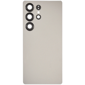 Back Cover Glass With Camera Lens Compatible For Samsung Galaxy S25 Ultra 5G (No Logo) (Vemake) (Titanium Gray)