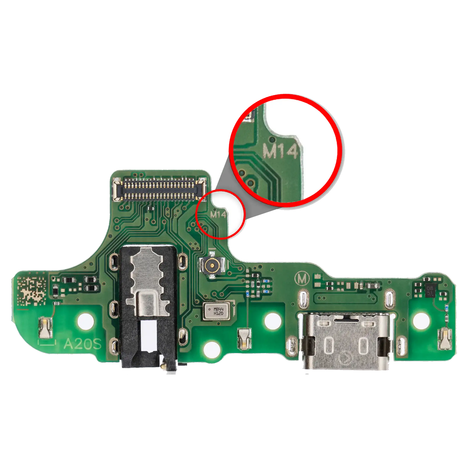 Charging Port With Board Compatible For Samsung Galaxy A20s (A207M / 2019) (M14) (International Version) (Vemake)
