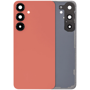 Back Cover Glass With Camera Lens Compatible For Samsung Galaxy S25 Plus 5G (No Logo) (Aftermarket Plus) (Coral Red)