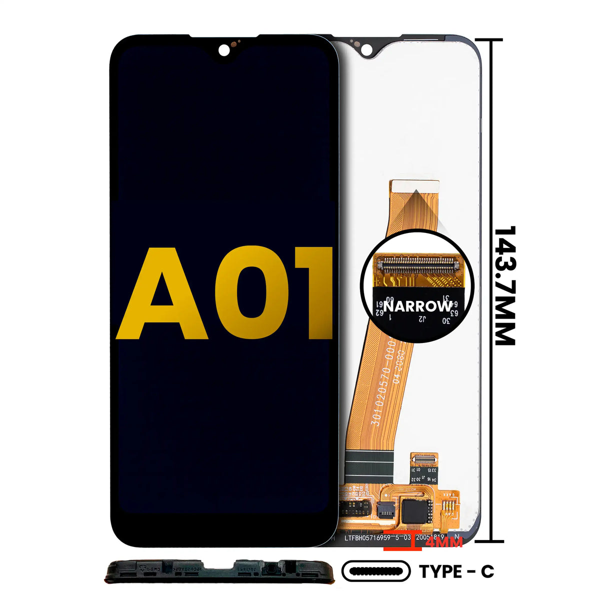 LCD Assembly Without Frame Compatible For Samsung Galaxy A01 (US Model) (TYPE-C Frame) (Refurbished) (All Colors)