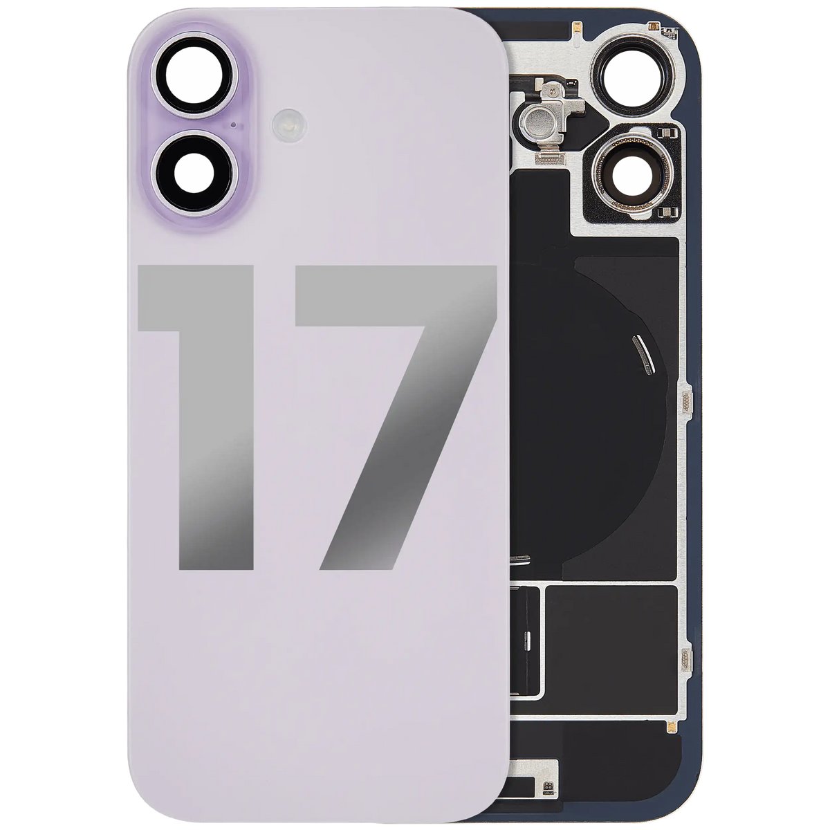 Back Glass w/ MagSafe Magnet & NFC & Flashlight Flex Compatible For iPhone 17 (Used OEM Pull: Grade A) (Lavender)
