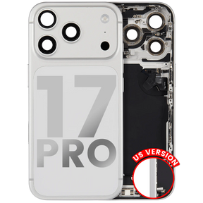 Back Housing W/ Charging Port Flex & Small Parts Compatible For iPhone 17 Pro (US Version) (Used OEM Pull: Grade A) (Silver)