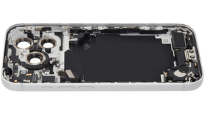 Back Housing W/ Charging Port Flex & Small Parts Compatible For iPhone 17 Pro (US Version) (Used OEM Pull: Grade A) (Silver)