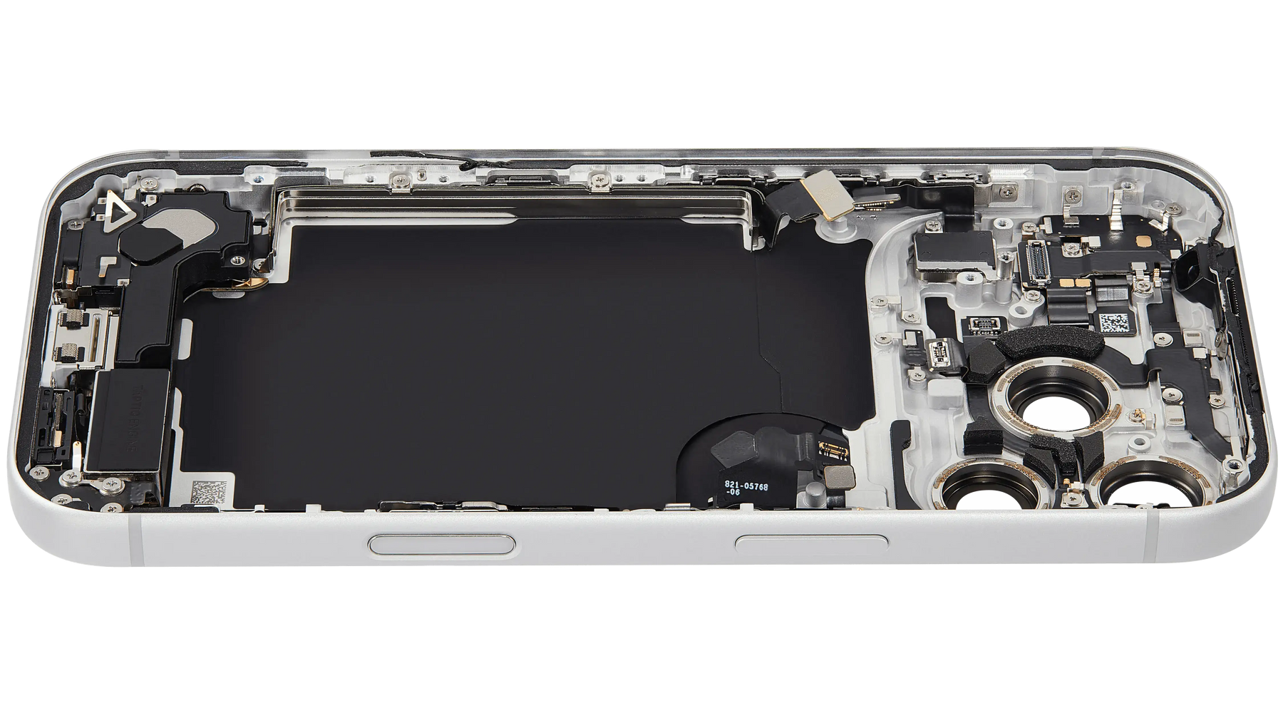 Back Housing W/ Charging Port Flex & Small Parts Compatible For iPhone 17 Pro (US Version) (Used OEM Pull: Grade A) (Silver)