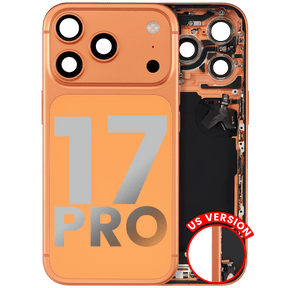Back Housing W/ Charging Port Flex & Small Parts Compatible For iPhone 17 Pro (US Version) (Used OEM Pull: Grade A) (Cosmic Orange)