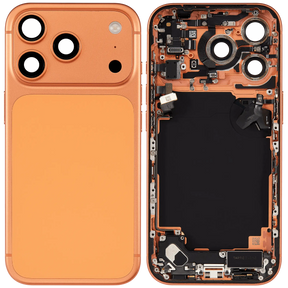 Back Housing W/ Charging Port Flex & Small Parts Compatible For iPhone 17 Pro (US Version) (Used OEM Pull: Grade A) (Cosmic Orange)
