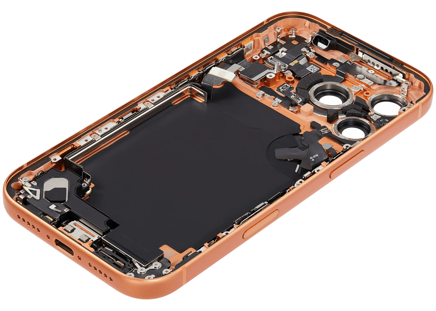 Back Housing W/ Charging Port Flex & Small Parts Compatible For iPhone 17 Pro (US Version) (Used OEM Pull: Grade A) (Cosmic Orange)